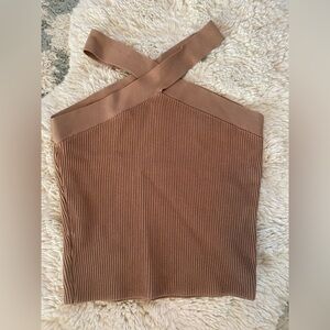 Aritzia sculpt knit criscross neck top